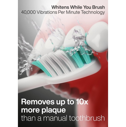 Aquasonic Vibe Series Ultra-Whitening Toothbrush – ADA Accepted Electric Toothbrush - 8 Brush Heads & Travel Case – 40,000 VPM Motor & Wireless