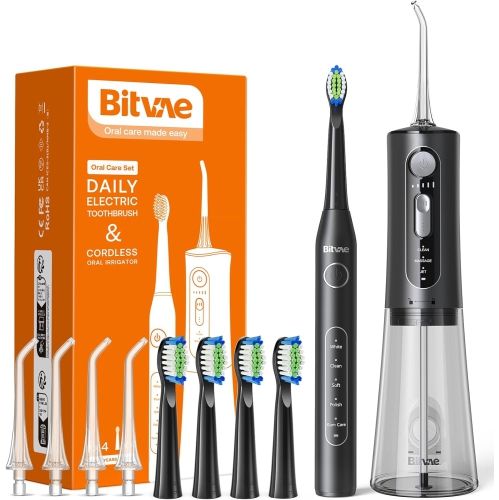 Bitvae Water Dental Flosser and Electric Toothbrush Combo ensures complete oral care. The sonic toothbrush offers 5 modes for effective cleaning,