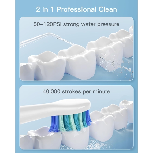 Bitvae Water Dental Flosser and Electric Toothbrush Combo ensures complete oral care. The sonic toothbrush offers 5 modes for effective cleaning,
