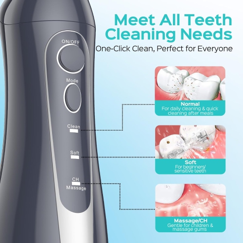 Water Teeth Flosser: 300ML Cordless Electric Water Tooth Flossing Rechargeable IPX7 Waterproof Portable Travel Flossers Set for Teeth