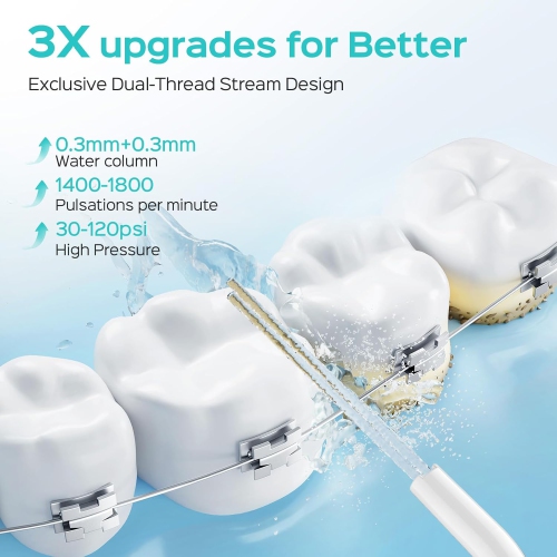 Water Teeth Flosser: 300ML Cordless Electric Water Tooth Flossing Rechargeable IPX7 Waterproof Portable Travel Flossers Set for Teeth