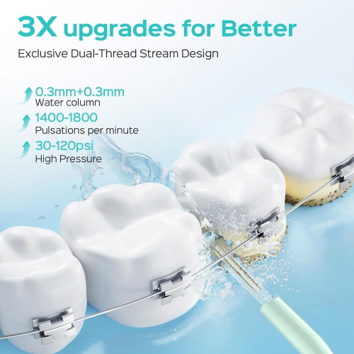 Water Teeth Flosser: 300ML Cordless Electric Water Tooth Flossing Rechargeable IPX7 Waterproof Portable Travel Flossers Set for Teeth