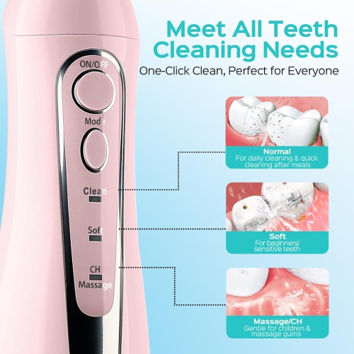 Water Teeth Flosser: 300ML Cordless Electric Water Tooth Flossing Rechargeable IPX7 Waterproof Portable Travel Flossers Set for Teeth