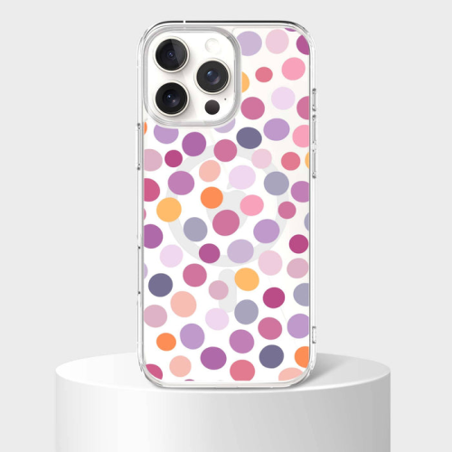 MagSafe iPhone 16 Pro Purple Polka Dots Clear Case