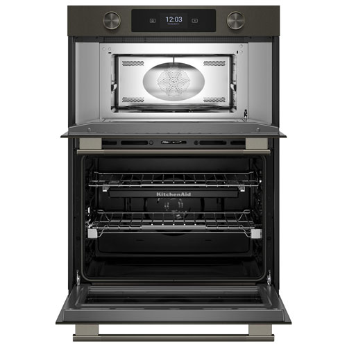 KitchenAid 30" 5 Cu. Ft. Combination True Convection Electric Wall Oven - Black Ore