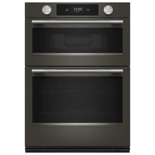 KitchenAid 30" 5 Cu. Ft. Combination True Convection Electric Wall Oven - Black Ore