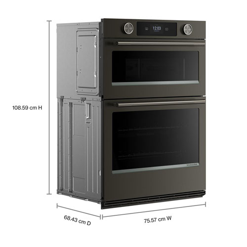 KitchenAid 30" 5 Cu. Ft. Combination True Convection Electric Wall Oven - Black Ore