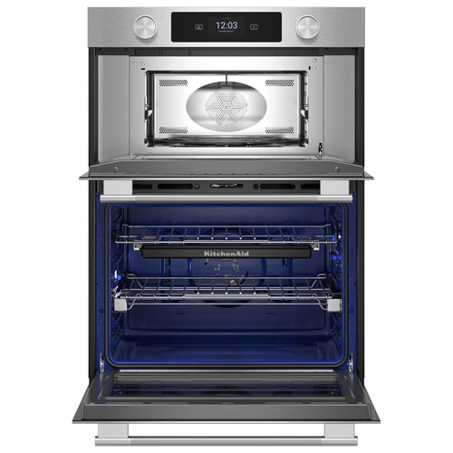 KitchenAid 30" 5 Cu. Ft. Combination True Convection Electric Wall Oven - PrintShield Stainless