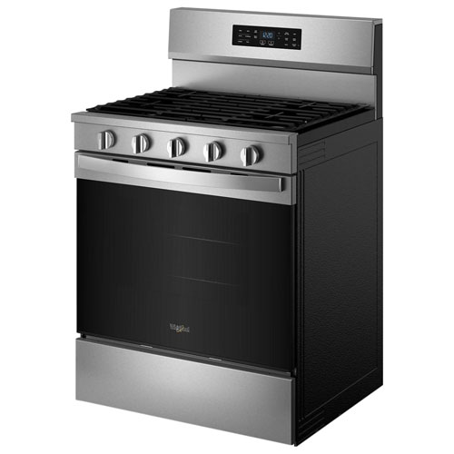 Cuisinière à gaz autonome avec four autonettoyant, friture à l'air et 5 brûleurs 5 pi³ 30 po de Whirlpool - Acier inoxydable