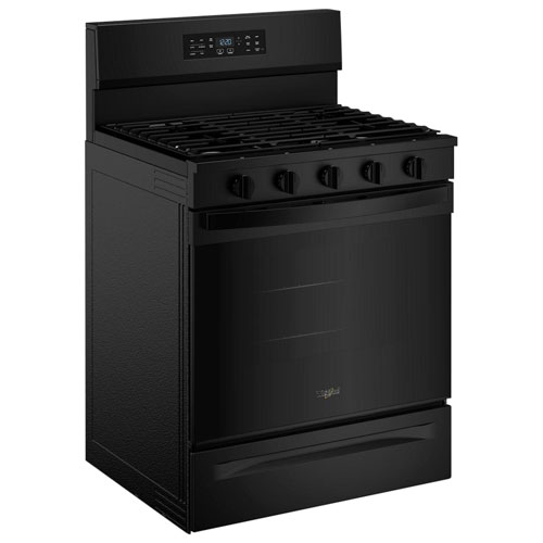 Whirlpool 30" 5.0 Cu. Ft. Free-Standing 5-Burner Self-Clean Gas Air Fry Range - Black