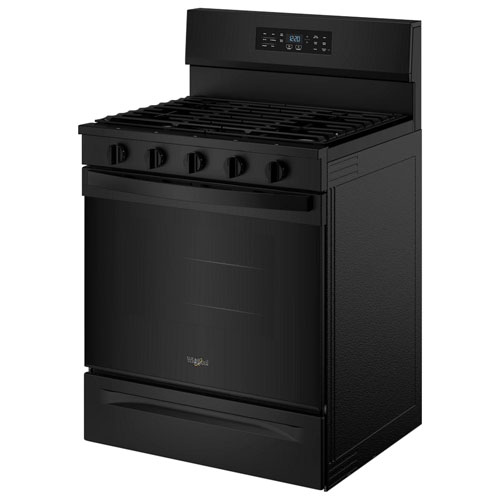 Whirlpool 30" 5.0 Cu. Ft. Free-Standing 5-Burner Self-Clean Gas Air Fry Range - Black