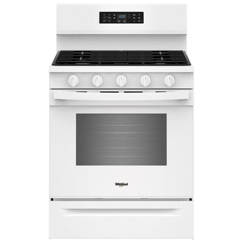 Cuisinière à gaz autonome avec four autonettoyant, friture à l'air et 5 brûleurs 5 pi³ 30 po de Whirlpool - Noir