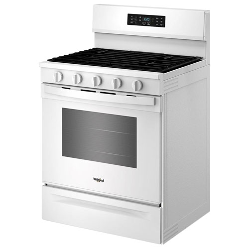 Cuisinière à gaz autonome avec four autonettoyant, friture à l'air et 5 brûleurs 5 pi³ 30 po de Whirlpool - Noir