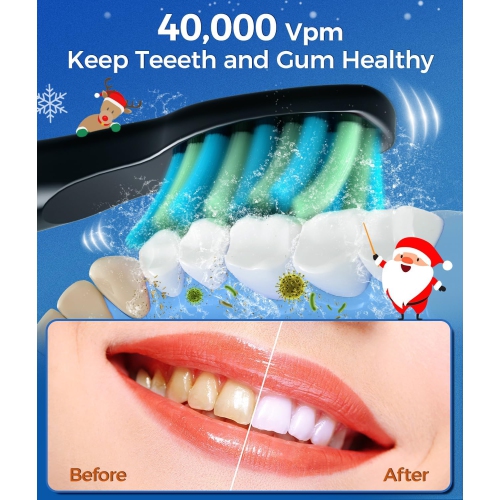 Electric Toothbrushes for Adults, 8 Brush Heads Sonic Electric Toothbrush with 40000 VPM Deep Clean 5 Modes, Power Rechargeable Fast Charge 4 Hours