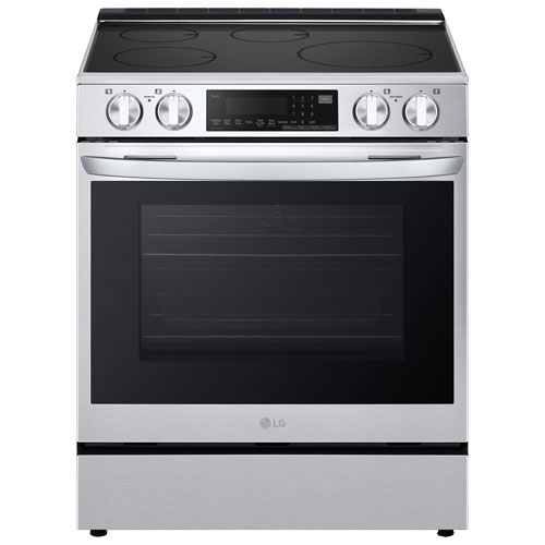 Boîte ouverte - Cuisinière à induction intelligente encastrable convection véritable friture air chaud 6,3 pi³ 30 po de LG - Inox - Parfait état