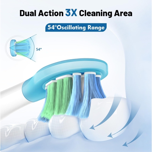 EnnbeRuu Oscillating & Vibrating Electric Toothbrush for Adults and Teens, Wireless Sonic Electric Toothbrushwith 6 Brush Heads, IPX7 Waterproof, 60