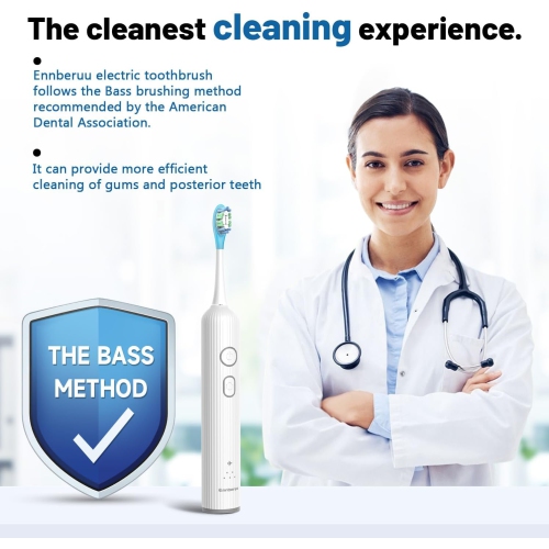 EnnbeRuu Oscillating & Vibrating Electric Toothbrush for Adults and Teens, Wireless Sonic Electric Toothbrushwith 6 Brush Heads, IPX7 Waterproof, 60