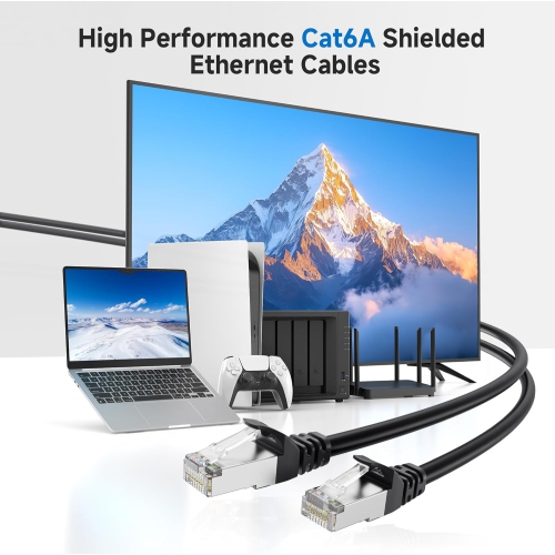 Câble 10 Gb/s Ethernet 6 A sans crochet 25 pi en noir