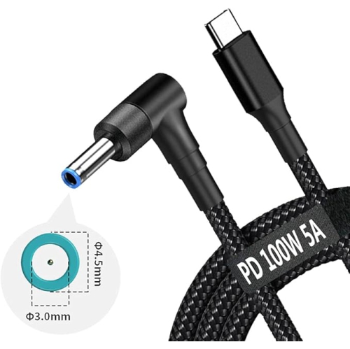 USB C to 4.5mm Laptop Charging Cable Adapter Male Type C to Right Angle DC 4.5 x 3.0mm Converter 6.5ft 100W PD Power Charger Supply Extension Cord