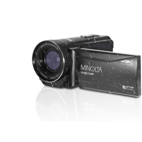 Minolta MN4K300WP 4K Ultra HD / 56 MP Waterproof Camcorder - Black - Bundle