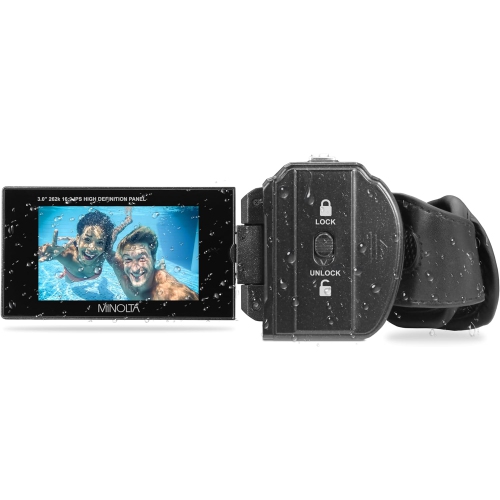 Minolta MN4K300WP 4K Ultra HD / 56 MP Waterproof Camcorder - Black - Bundle