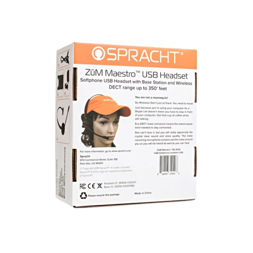 Spracht Zum Maestro Monoaural Noise Cancelling Bluetooth Wireless Headset with Mic -