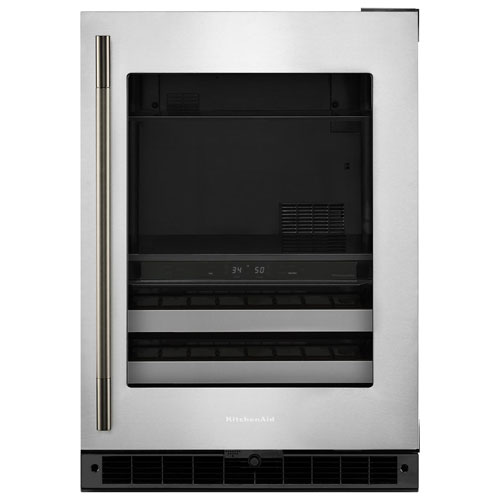 KitchenAid 4.89 Cu. Ft. Freestanding Bar Fridge - Black Cabinet/Stainless Doors