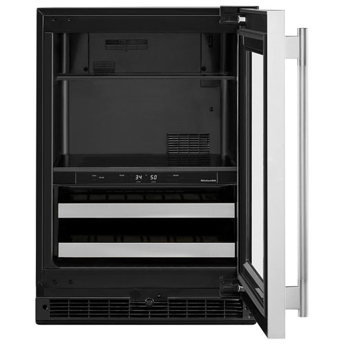 KitchenAid 4.89 Cu. Ft. Freestanding Bar Fridge - Black Cabinet/Stainless Doors