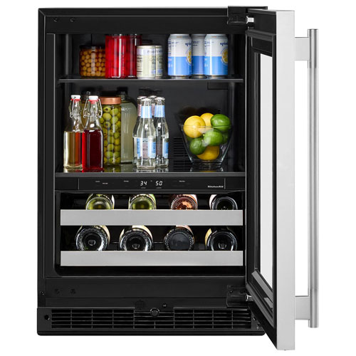 KitchenAid 4.89 Cu. Ft. Freestanding Bar Fridge - Black Cabinet/Stainless Doors