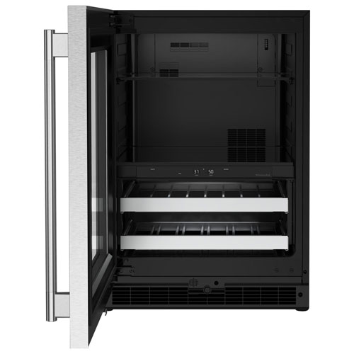 Réfrigérateur de bar autonome 4,89 pi³ de KitchenAid - Boîtier noir/Portes en acier inoxydable