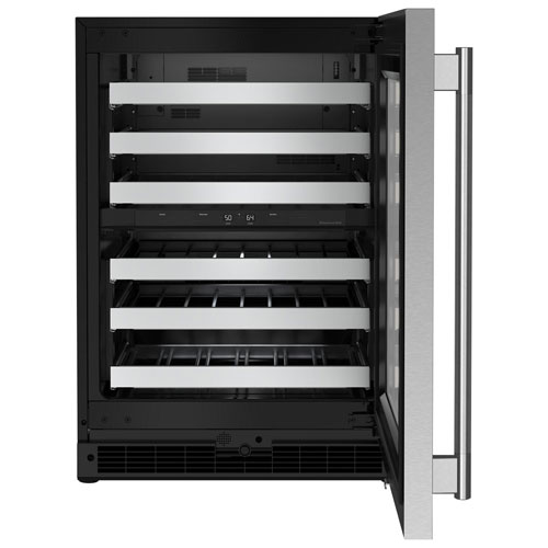 Kitchenaid 46-Bottle Freestanding Wine Cellar - Black Cabinet/Stainless Doors