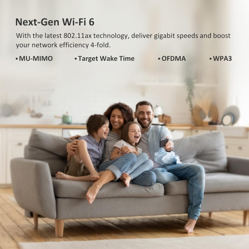 Mercku M6a Plus Mesh Wi-Fi 6 Router for Wireless Internet 1 Pack Covers up to 3,000 sq.ft. Mesh Wi-Fi System, Dual-Band Gigabit Router, App Control,