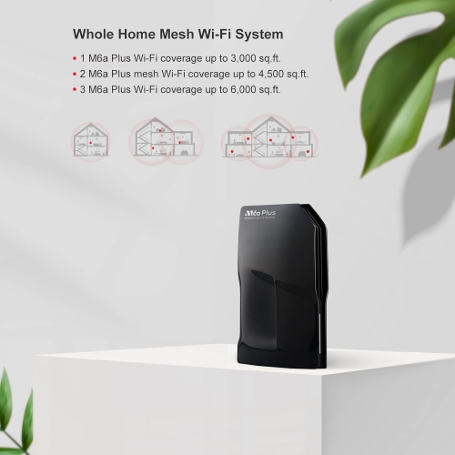 Mercku M6a Plus Mesh Wi-Fi 6 Router for Wireless Internet 1 Pack Covers up to 3,000 sq.ft. Mesh Wi-Fi System, Dual-Band Gigabit Router, App Control,