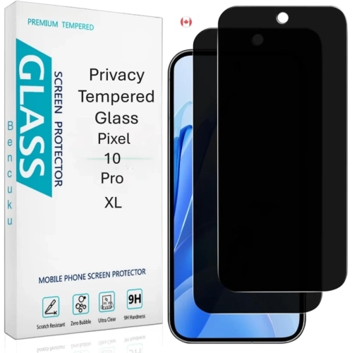 (Paquet de 2) Protecteur d'écran de confidentialité pour Google Pixel 10 Pro XL – Verre trempé espion, déverrouillage des empreintes digitales,