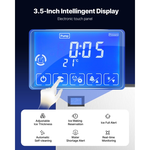 VEVOR 500 Lbs/Day Commercial Ice Maker, Ice Maker Machine, 180 Lbs Large Ice Storage Bin with 20 Lbs/Min Automatic Ice Dispensing,Self-Cleaning Ice