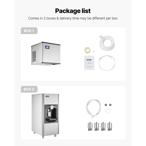 VEVOR 500 Lbs/Day Commercial Ice Maker, Ice Maker Machine, 180 Lbs Large Ice Storage Bin with 20 Lbs/Min Automatic Ice Dispensing,Self-Cleaning Ice