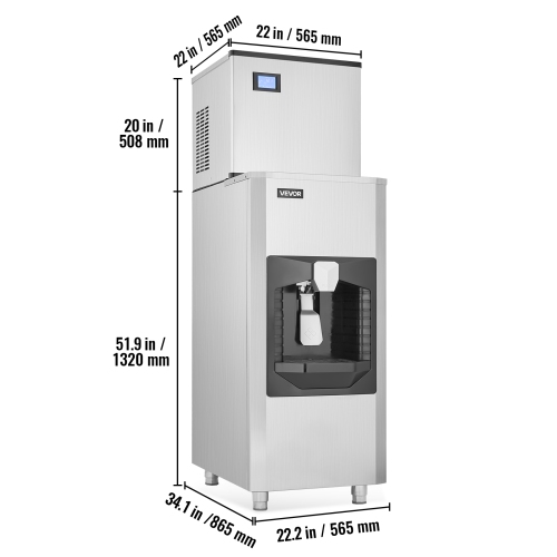 VEVOR 500 Lbs/Day Commercial Ice Maker, Ice Maker Machine, 180 Lbs Large Ice Storage Bin with 20 Lbs/Min Automatic Ice Dispensing,Self-Cleaning Ice