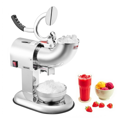 VEVOR 440lbs Per Hour Ice Crusher Machine, Electric 4 Blades Snow Cone Maker, All Stainless Steel Shaved Ice Machine with Bowl and Cover, 350W