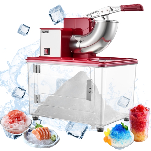 VEVOR 661LBS/H Commercial Ice Crusher, 350W Electric Snow Cone Machine with 4 Blades, 2000RPM Stainless Steel Shaved Ice Machine with 11 Gal