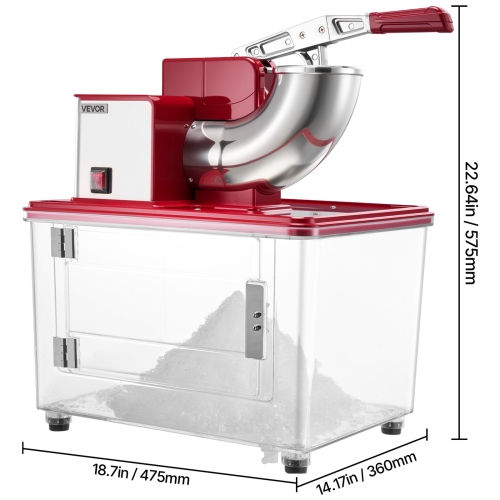 VEVOR 661LBS/H Commercial Ice Crusher, 350W Electric Snow Cone Machine with 4 Blades, 2000RPM Stainless Steel Shaved Ice Machine with 11 Gal