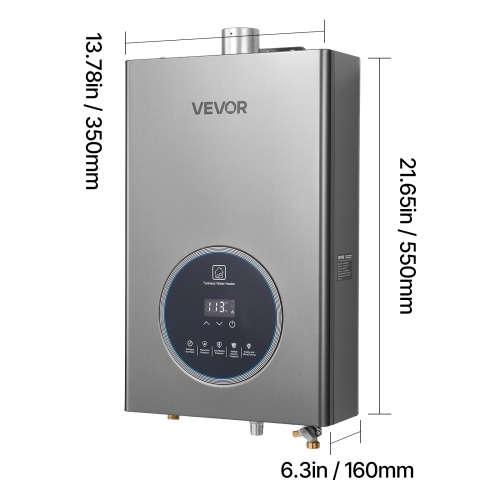 VEVOR 4.3Gal Gas Tankless Water Heater, Indoor 100000 BTU Instant Hot Water Heater, Smart Temperature Control & Clear LED Display & Multiple Security