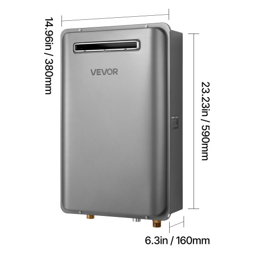 VEVOR 5.3Gal Gas Tankless Water Heater, Outdoor 120000 BTU Instant Hot Water Heater, Smart Temperature Control & 3/4 inch NPT Interface& Multiple