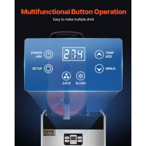 VEVOR 12L Commercial Slushy Machine, Single Tank Frozen Drink Machine, 48 Cups Stainless Steel Margarita Smoothie Frozen Drink Maker, Slushie Maker