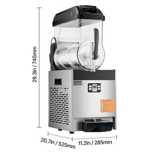 VEVOR 12L Commercial Slushy Machine, Single Tank Frozen Drink Machine, 48 Cups Stainless Steel Margarita Smoothie Frozen Drink Maker, Slushie Maker