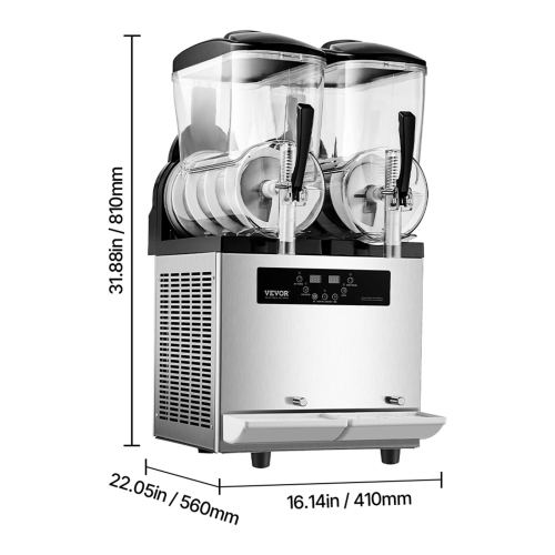 VEVOR 12Lx2 Commercial Slushy Machine, Double Tank Frozen Drink Machine, 96 Cups Stainless Steel Margarita Smoothie Frozen Drink Maker, Slushie Maker