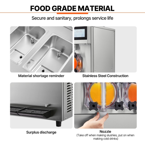 VEVOR 2 x 12L Commercial Slushy Machine, 3.17 Gal Double Tanks, Cool and Freeze Modes, Stainless Steel Margarita Smoothie Frozen Drink Maker, Slushie