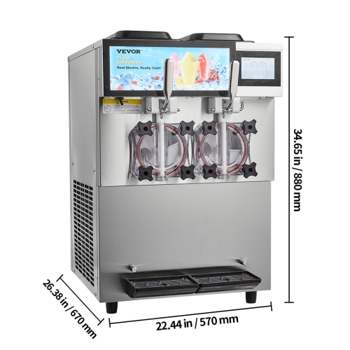 VEVOR 2 x 12L Commercial Slushy Machine, 3.17 Gal Double Tanks, Cool and Freeze Modes, Stainless Steel Margarita Smoothie Frozen Drink Maker, Slushie