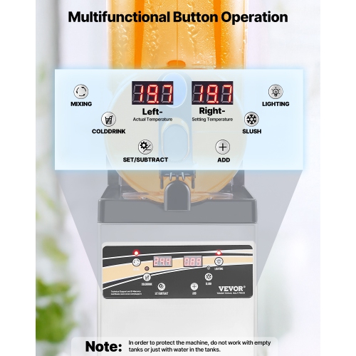 VEVOR 15L Commercial Frozen Drink Maker, Single Tank Slushy Machine, 60 Cups Stainless Steel Margarita Smoothie Frozen Drink Machine, Slushie Maker