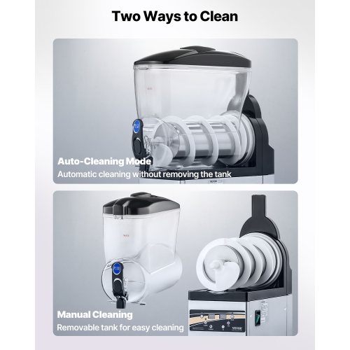 VEVOR 15L Commercial Frozen Drink Maker, Single Tank Slushy Machine, 60 Cups Stainless Steel Margarita Smoothie Frozen Drink Machine, Slushie Maker