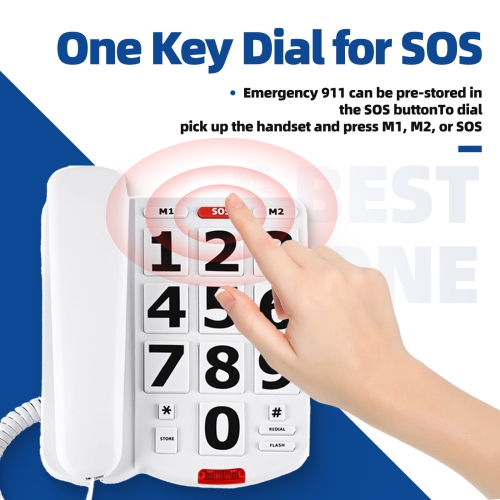 Big Button Phones for Seniors, Elderly Land Line Phones, Large Button Home Telephone for the Visually Impaired